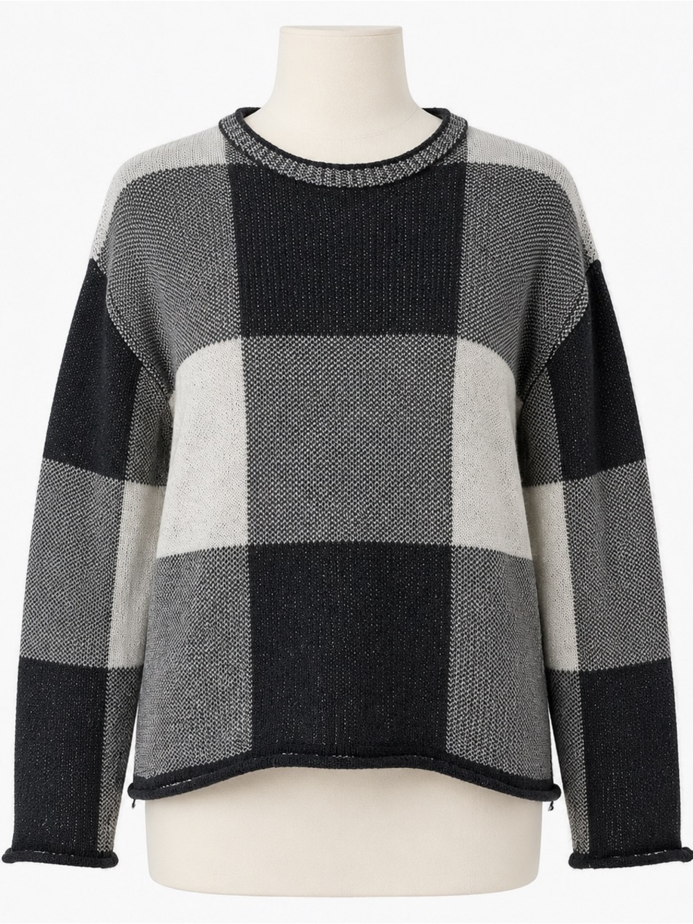 Paper Crane Oversized Black White Checkerboard Sweater Size Small